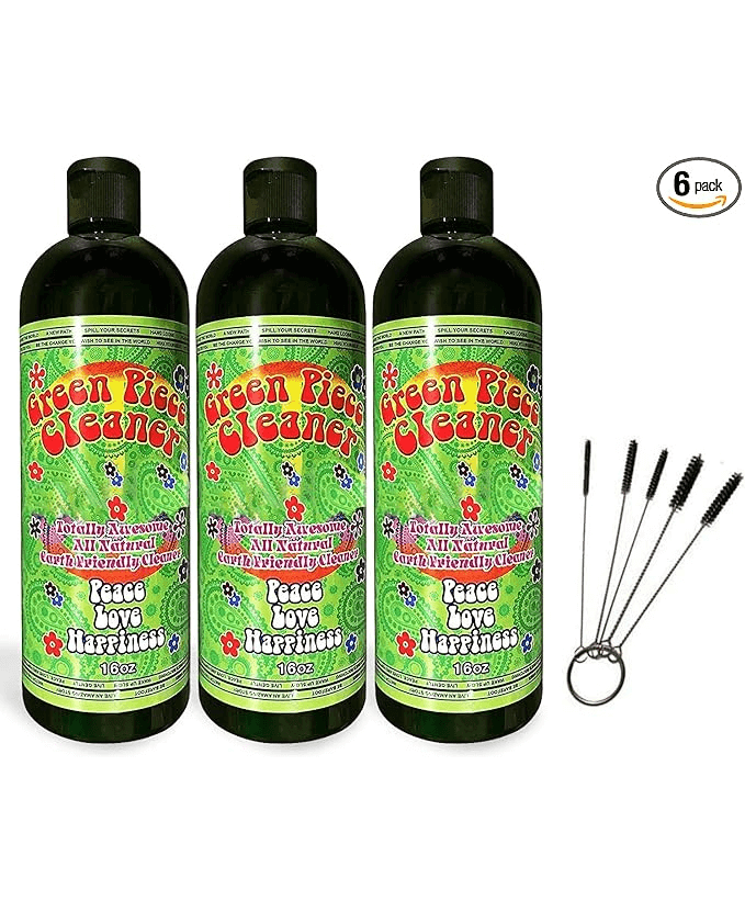 Green Piece® Glass Cleaner 3 Bottles-16 oz and 5 Piece Mini Metal Nylon ...