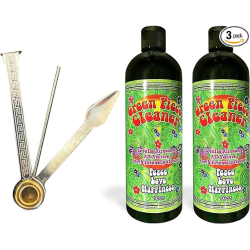 Green Piece® Pipe Tool Cleaner With Two 16 Oz Glass Cleaner 100% 