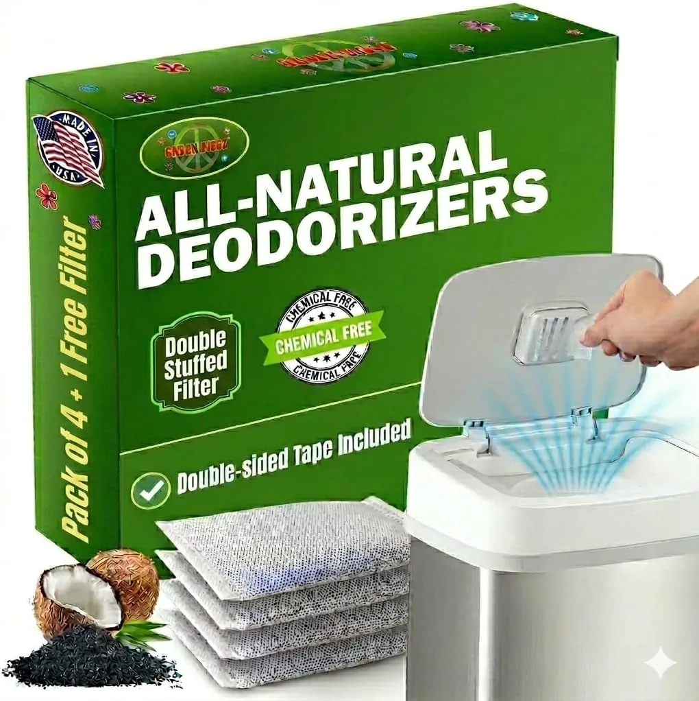 Green Piece® Diaper Pail Deodorizer – Activated Charcoal, 4+1 Pack (5 Count) | Diaper Genie Compatible – Made USA