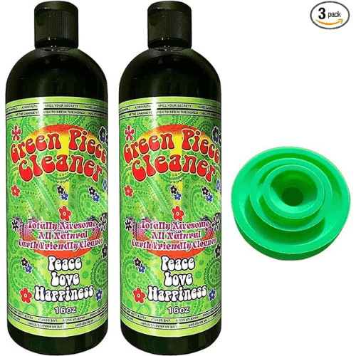 Green Piece® Glass Cleaner 2 Bottle-16 oz - with Set of 3 Silicone Plugs