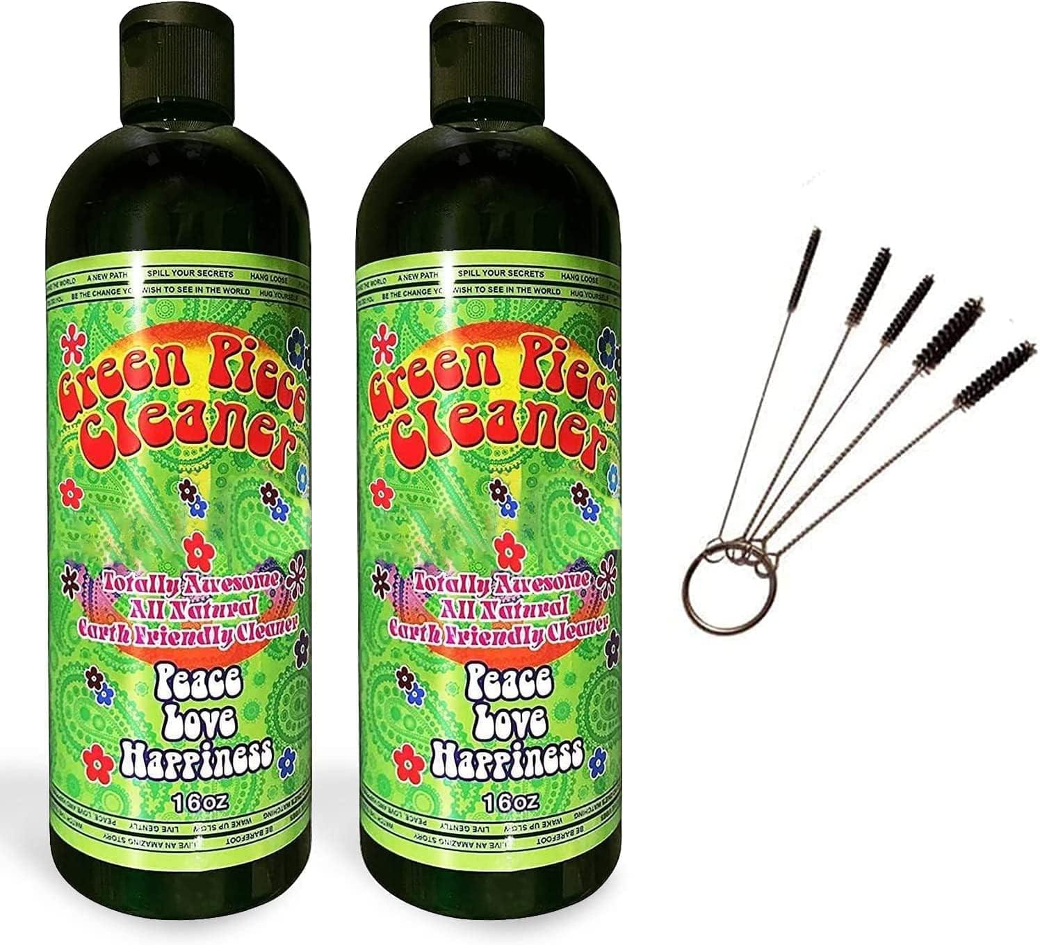 Glass Cleaner 2 Bottles-16 oz and 5 Piece Mini Metal Nylon Tube Pipe Cleaner Brush Set